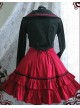 Red Long Sleeves Bow Preppy Style Cotton Sweet Lolita Dress With Cape