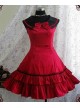 Red Long Sleeves Bow Preppy Style Cotton Sweet Lolita Dress With Cape