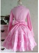 Sweet Long Sleeves Pink Bow Cotton Lolita Dress