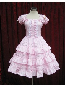 Pink Short Sleeves Ruffle Sweet Lolita Dress