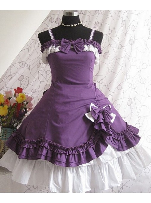 Purple Strap Bow Lovely Lolita Dress