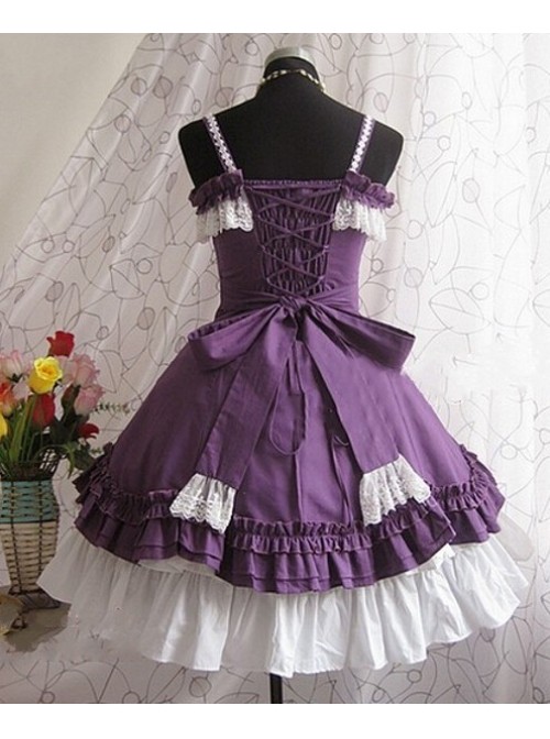 Purple Strap Bow Lovely Lolita Dress