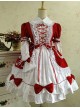 Gothic Long Sleeves Red And White Lace Cotton Lolita Dress
