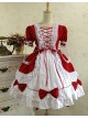 Gothic Long Sleeves Red And White Lace Cotton Lolita Dress