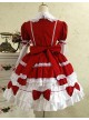 Gothic Long Sleeves Red And White Lace Cotton Lolita Dress