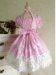 Sweet Short Sleeves Pink Lace Cotton Lolita Dress