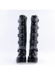 Black PU Straps Buckles Punk Rock Women's Gothic Lolita High Heel Boots