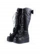 Black 2.4" High Heel Cute PU Bow Decoration Sweet Girls Lolita Boots