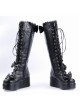 Black 2.4" High Heel Cute PU Bow Decoration Sweet Girls Lolita Boots