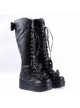 Black 2.4" High Heel Cute PU Bow Decoration Sweet Girls Lolita Boots