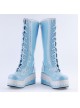 Sky Blue 2.8" High Heel Cute PU Round Toe Sweet Girls Lolita Boots