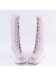 Pink and White 2.8" Adorable PU Round Toe Sweet Girls Lolita Boots