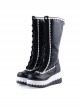 Black 2.8" Classic PU Round Toe Sweet Girls Lolita Boots