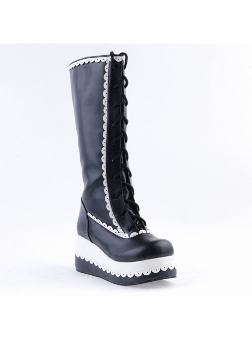 Black 2.8" Classic PU Round Toe Sweet Girls Lolita Boots