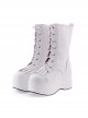 White 3.5" High Heel Cute Patent Leather Round Toe Mid-calf GirlsLolita Boots