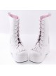 White 3.5" High Heel Cute Patent Leather Round Toe Mid-calf GirlsLolita Boots