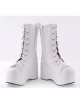 White 3.5" High Heel Cute Patent Leather Round Toe Mid-calf GirlsLolita Boots