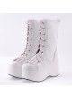 White 3.5" High Heel Cute Patent Leather Round Toe Mid-calf GirlsLolita Boots