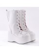 White 3.5" High Heel Cute Patent Leather Round Toe Mid-calf GirlsLolita Boots