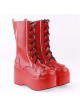 Red 3.5" High Heel Beautiful Patent Leather Round Toe Mid-calf LadyLolita Boots