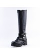 Black 2.2" High Heel Charming Patent Leather Cross Straps Punk Rock Women's Lolita Boots