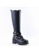 Black 2.2" High Heel Charming Patent Leather Cross Straps Punk Rock Women's Lolita Boots