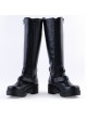 Black 2.2" High Heel Charming Patent Leather Cross Straps Punk Rock Women's Lolita Boots