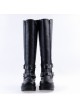 Black 2.2" High Heel Charming Patent Leather Cross Straps Punk Rock Women's Lolita Boots