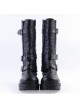 Black 2.2" High Heel Gorgeous Patent Leather Ankle Straps Punk Style Women's Lolita Boots