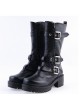 Black 2.2" High Heel Gorgeous Patent Leather Ankle Straps Punk Style Women's Lolita Boots