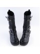 Black 2.2" High Heel Gorgeous Patent Leather Ankle Straps Punk Style Women's Lolita Boots