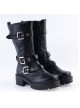 Black 2.2" High Heel Gorgeous Patent Leather Ankle Straps Punk Style Women's Lolita Boots