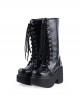 Black 3.1" Heel Synthetic Leather Punk Gothic Lolita High Heel Boots