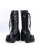 Black 3.1" Heel Synthetic Leather Punk Gothic Lolita High Heel Boots