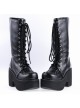 Black 3.1" Heel Synthetic Leather Punk Gothic Lolita High Heel Boots