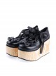 Black 3.9" High Heel Adorable Patent Leather Round Toe Bow Decoration Platform Girls Lolita Shoes