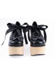 Black 3.9" High Heel Adorable Patent Leather Round Toe Bow Decoration Platform Girls Lolita Shoes