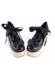 Black 3.9" High Heel Adorable Patent Leather Round Toe Bow Decoration Platform Girls Lolita Shoes