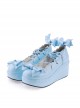 Sky-blue 2.8" High Heel Lovely Polyurethane Scalloped Bowknot Platform Girls Lolita Shoes