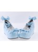 Sky-blue 2.8" High Heel Lovely Polyurethane Scalloped Bowknot Platform Girls Lolita Shoes