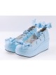 Sky-blue 2.8" High Heel Lovely Polyurethane Scalloped Bowknot Platform Girls Lolita Shoes