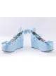 Sky-blue 2.8" High Heel Lovely Polyurethane Scalloped Bowknot Platform Girls Lolita Shoes