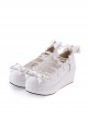 White 2.8" High Heel Adorable Synthetic Leather Scalloped Bow Decoration Platform Girls Lolita Shoes