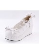 White 2.8" High Heel Adorable Synthetic Leather Scalloped Bow Decoration Platform Girls Lolita Shoes