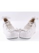 White 2.8" High Heel Adorable Synthetic Leather Scalloped Bow Decoration Platform Girls Lolita Shoes