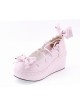 Pink 2.8" High Heel Cute PU Scalloped Bowknot Platform Girls Lolita Shoes