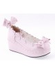 Pink 2.8" High Heel Cute PU Scalloped Bowknot Platform Girls Lolita Shoes