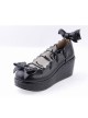 Black 2.8" High Heel Charming Patent Leather Scalloped Bow Platform Girls Lolita Shoes