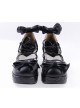 Black 2.8" High Heel Charming Patent Leather Scalloped Bow Platform Girls Lolita Shoes