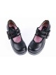 Black 3" High Heel Classical Polyurethane Scalloped Cross Straps Buckle Platform Girls Lolita Shoes